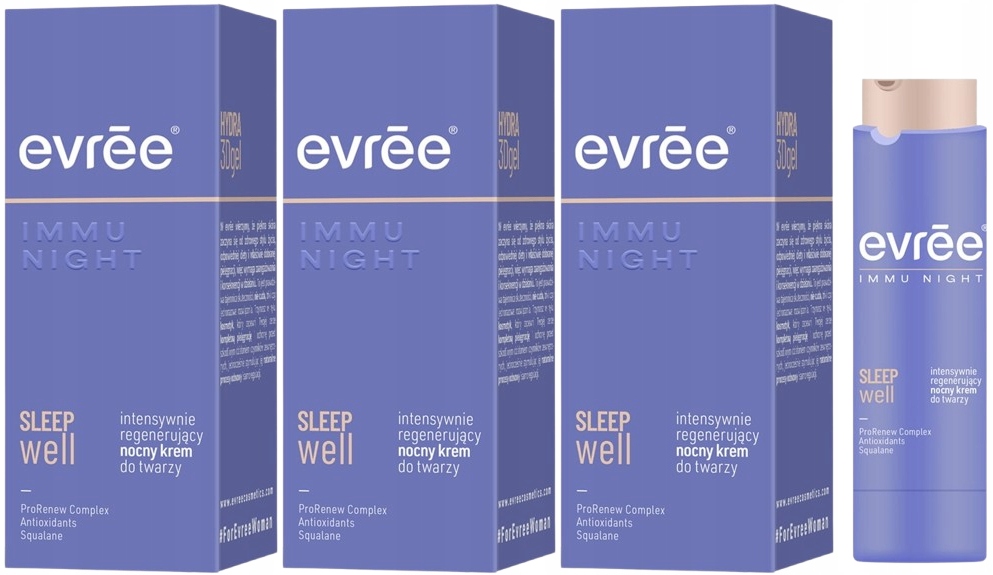 3 kusy Immu Night Intenzivně regenerační noční krém 45 ml Evree Skvalan