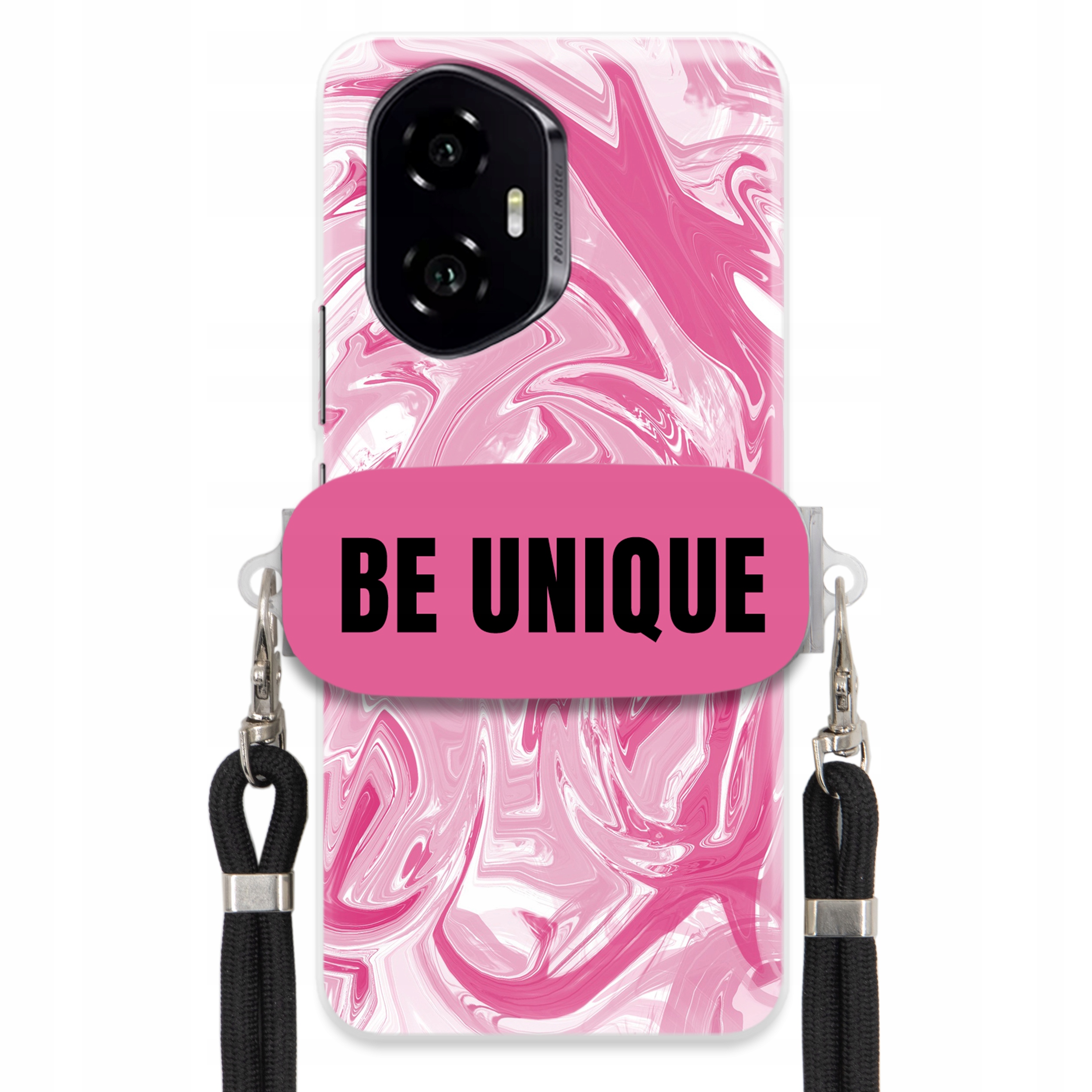 Puzdro pre Honor 300 Puzdro držiak šnúrka Čierna ružová Mramor Unique