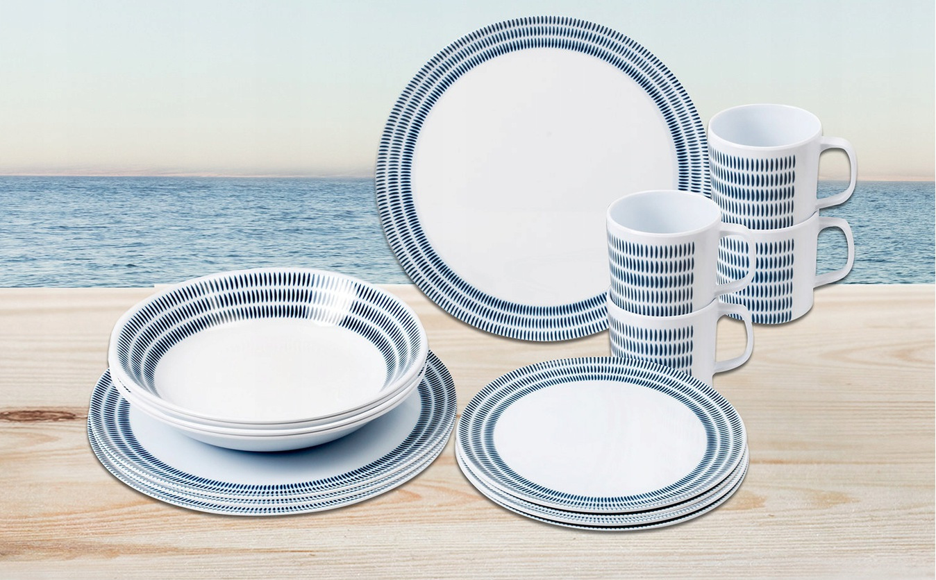 ZESTAW OBIADOWY MELAMINA BRUNNER BLUEBAY 16 szt. Model Nowy