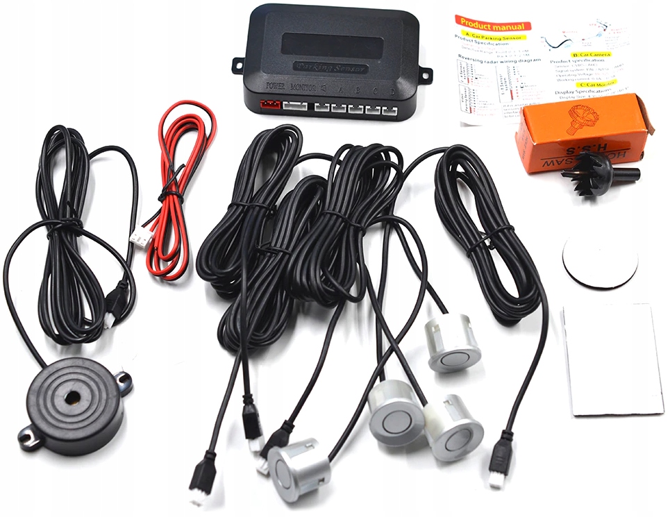 CZUJNIKI PARKOWANIA COFANIA BUZZER PRZÓD TYŁ 4 SENSORY CHROM SILVER PAKTRNI Marka Interlook