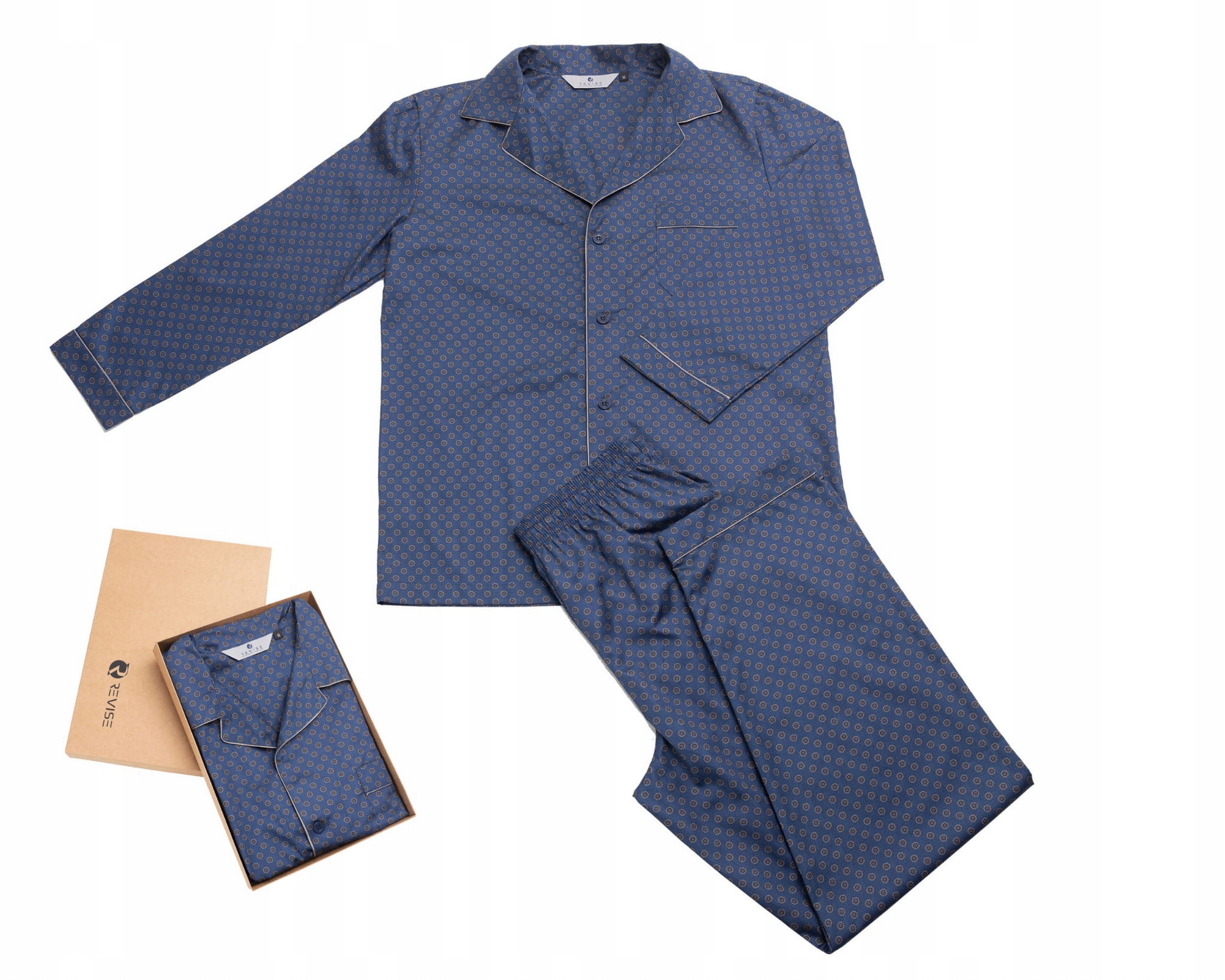 Klasické pánské pyžamo RE-910 C10 Tmavě modré 100% bavlna XXL