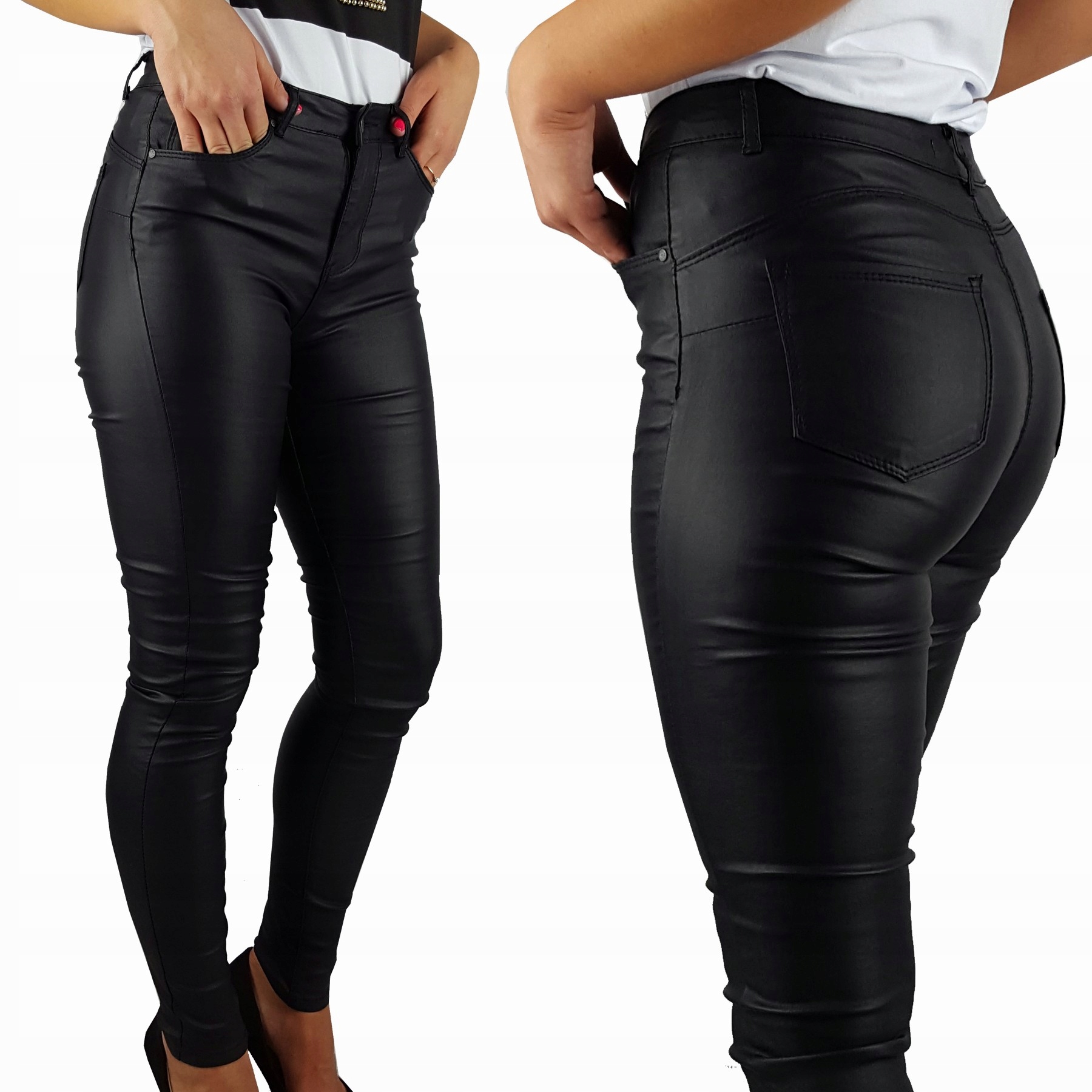 

Damskie Spodnie Modelujące Woskowane Skóra Push-up