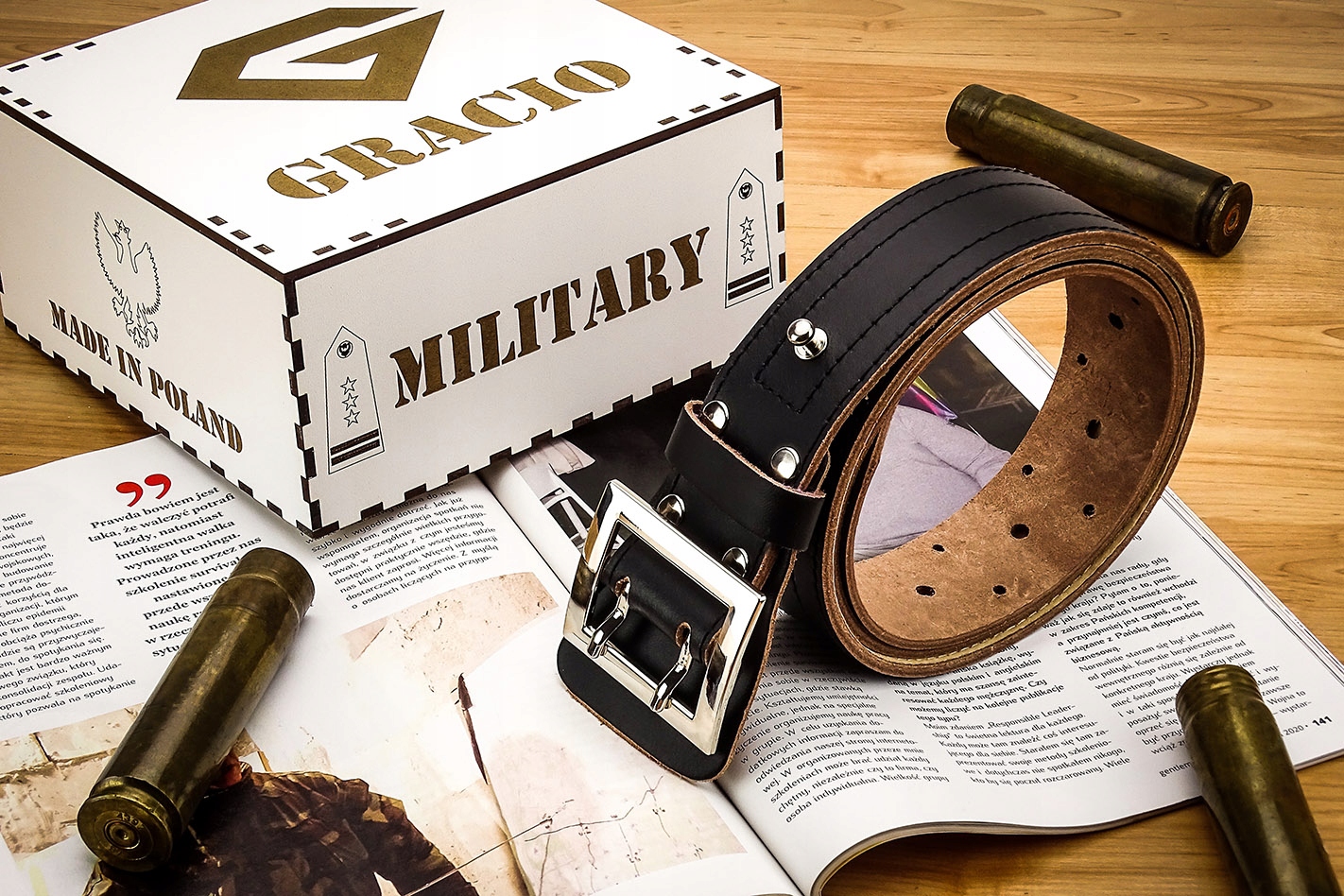 WOJSKOWY Męski PASEK SKÓRZANY PAS OFICERSKI 115cm Marka Gracio