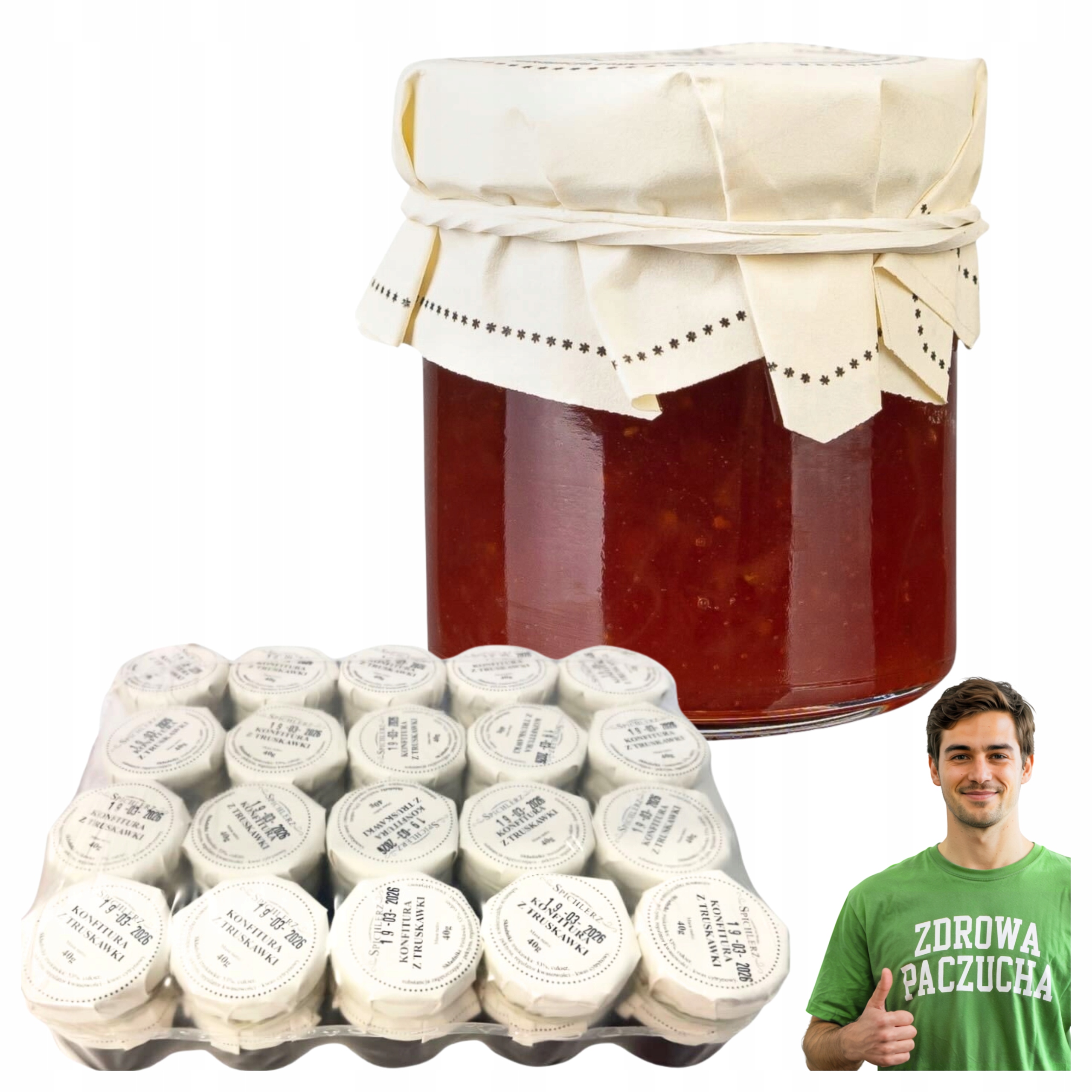 Zavařenina jahodová mini sada 20 kusů malých sklenic porcovaná 40 g