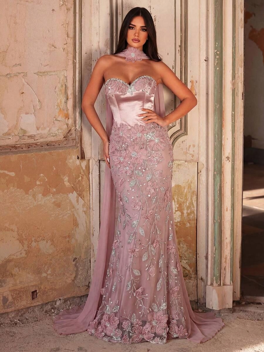 Glamrae Růžová Maxi Šaty G7F S06__L