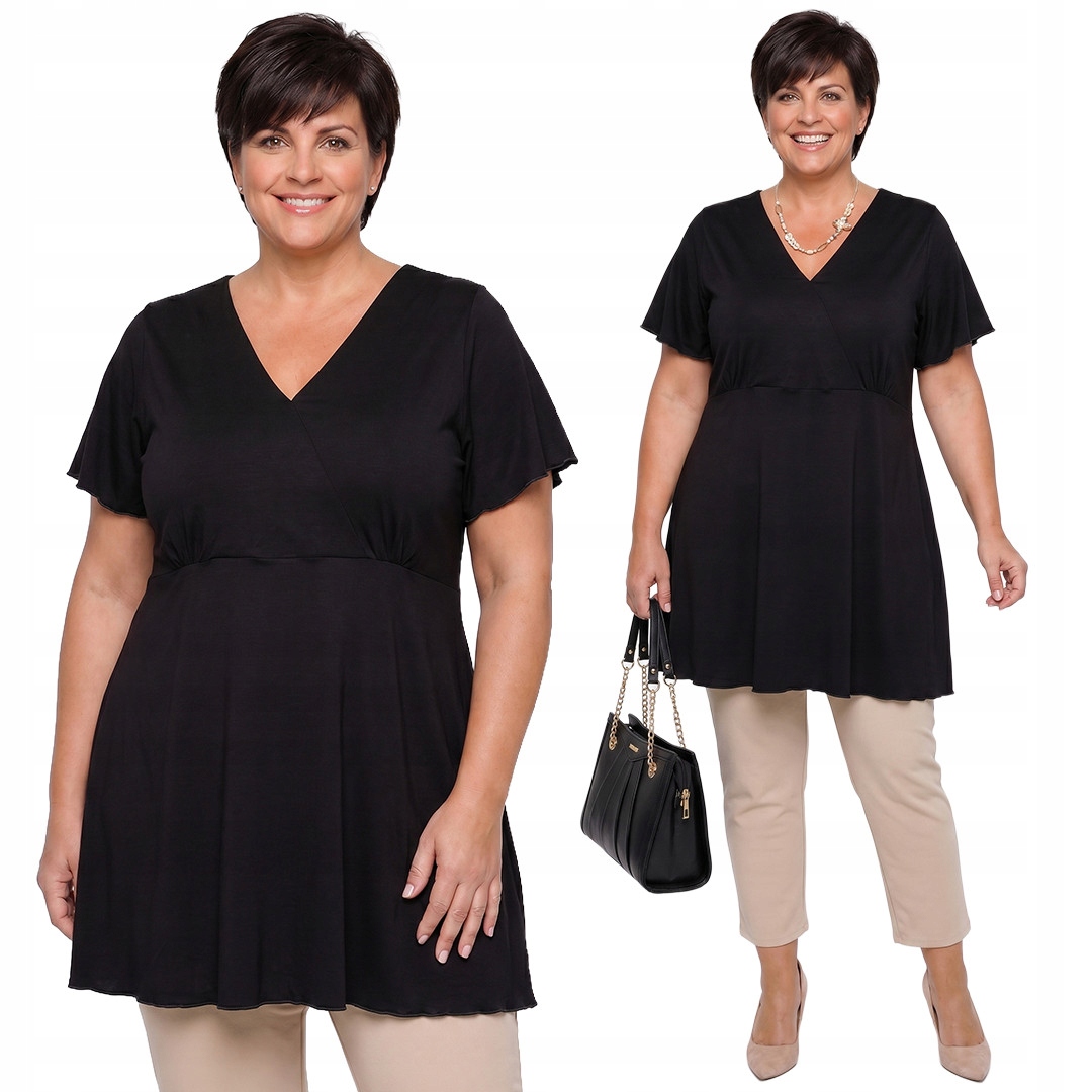 Černá tunika s výstřihem "V" plus size velikost 48/50