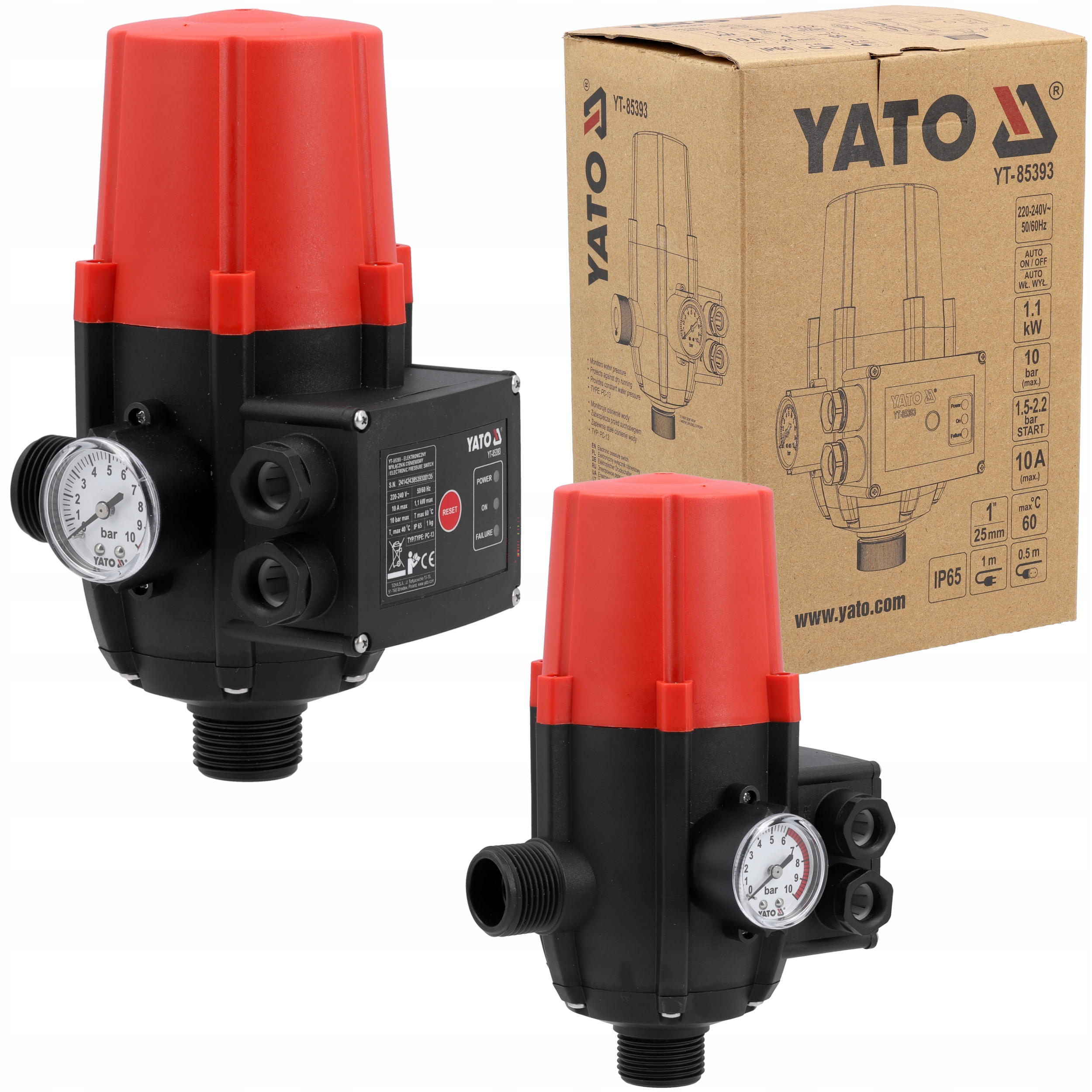 Yato Elektroniczny Wyłącznik Ciśnieniowy Do Pomp PC-13 1100W 10 Bar