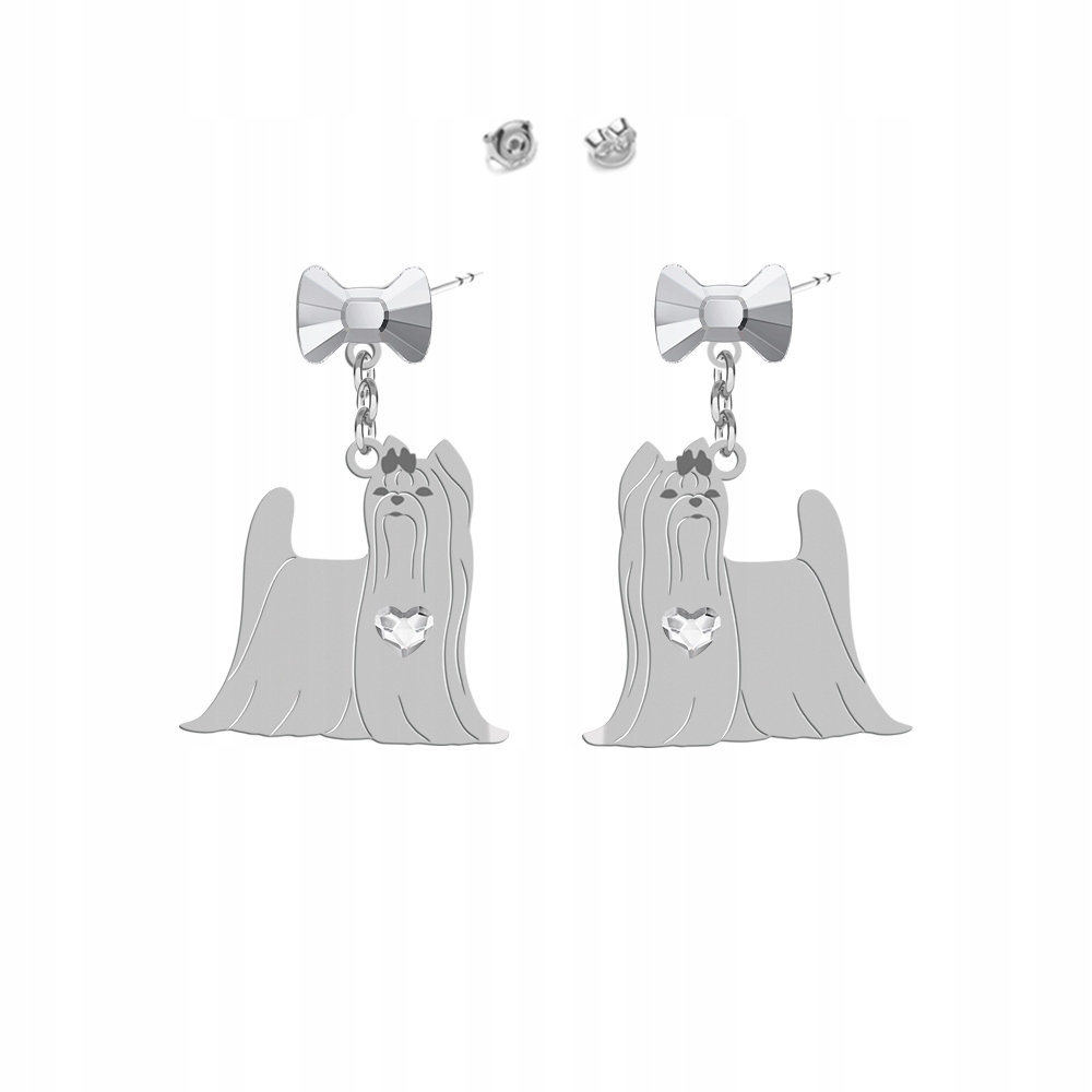 Stříbrné Náušnice Yorkshire Terrier 925 Žena Šperky Dárek Gravírování