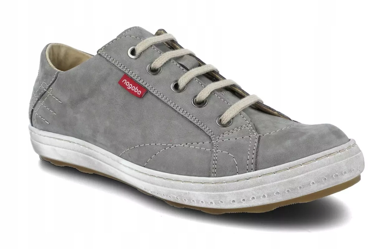 Nagaba 410 šedé kožené pánské sportovní polobotky odolné R45