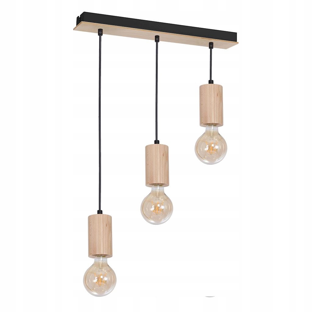 Závesná lampa trojitá drevená prírodná nad stôl ostrov bar 62 cm Milagro