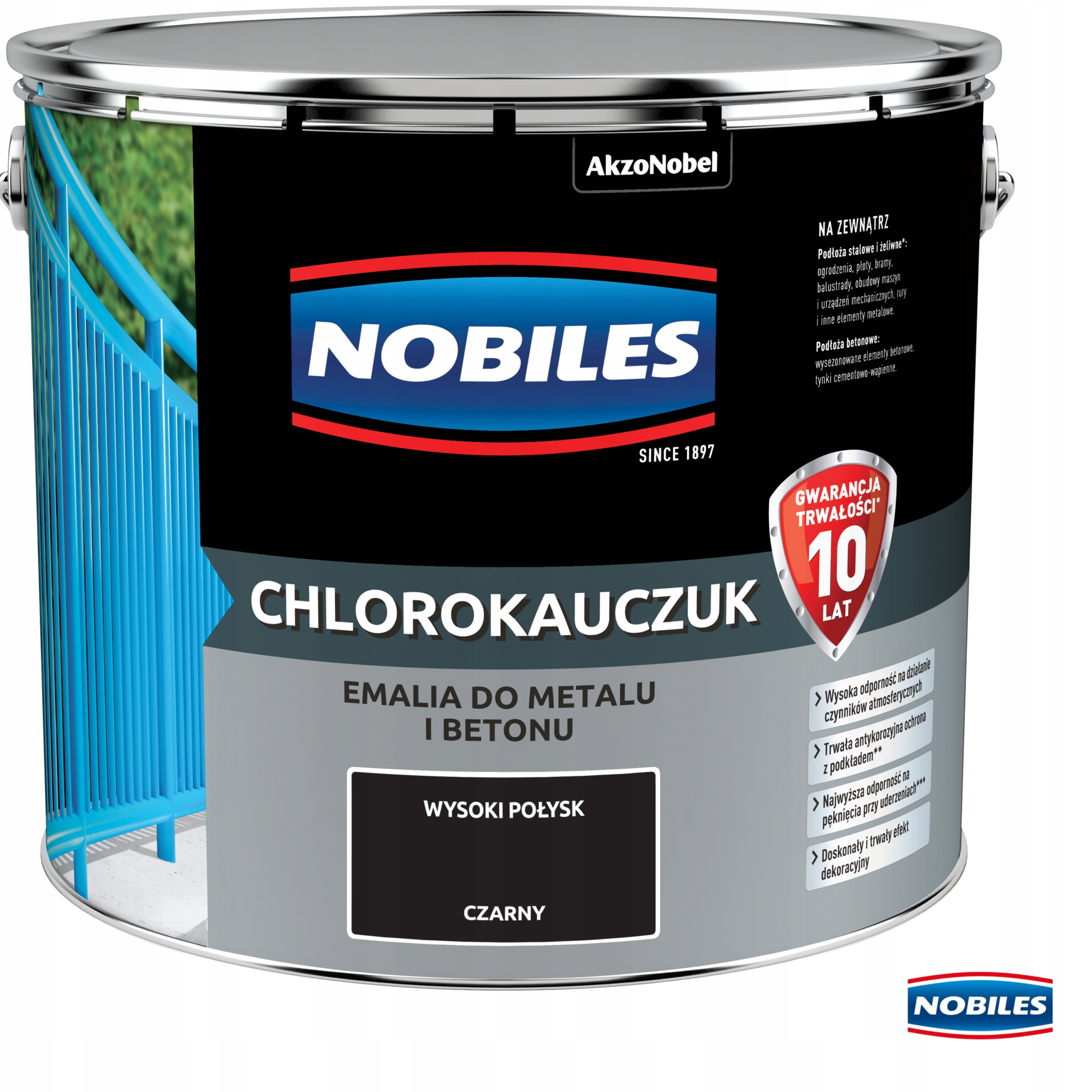 Chlorokaučuk Emalia Nobiles Čierny vysoký lesk 10L