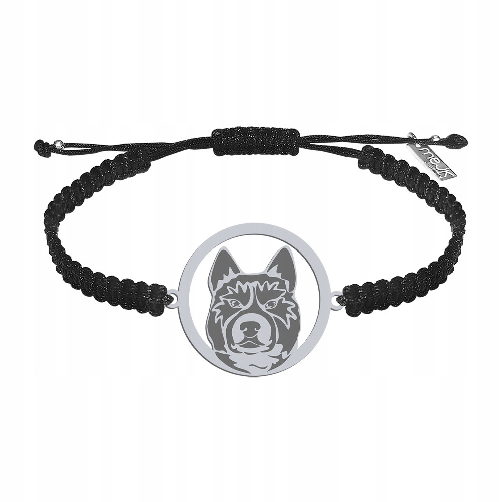 Stříbrný náramek Karelian Bear Dog 925 Šperky Makramé Dárek Gravírování