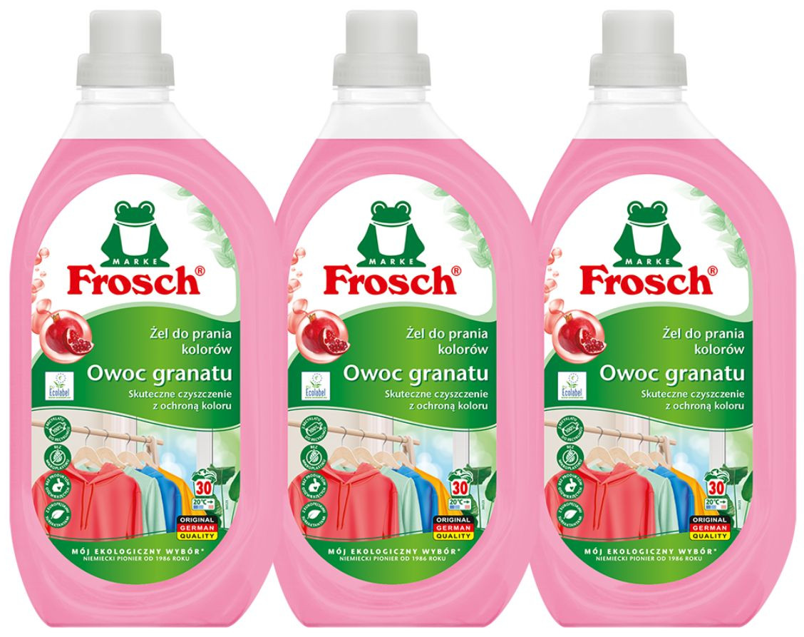 Levně 3x Frosch Granátové jablko Gel na praní tkanin Tekutý koncentrát Výkonný 1,5 l