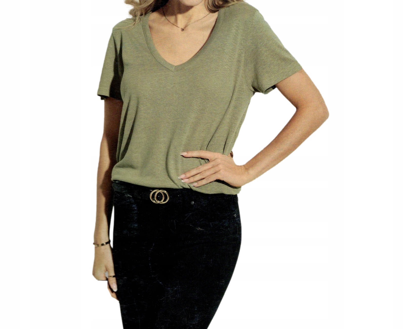 

Bluzka Koszulka Damska tshirt luźna Khaki *M
