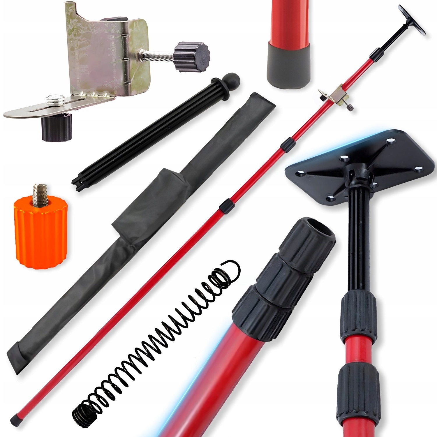 Tyczka Rozporowa Do Lasera 300CM Teleskopowa Drążek Statyw Do Skosów Libela