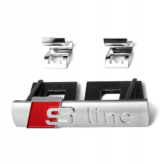 EMBLEMAT ZNACZEK AUDI S-LINE NA GRILL LOGO METAL SREBRNY MATOWY