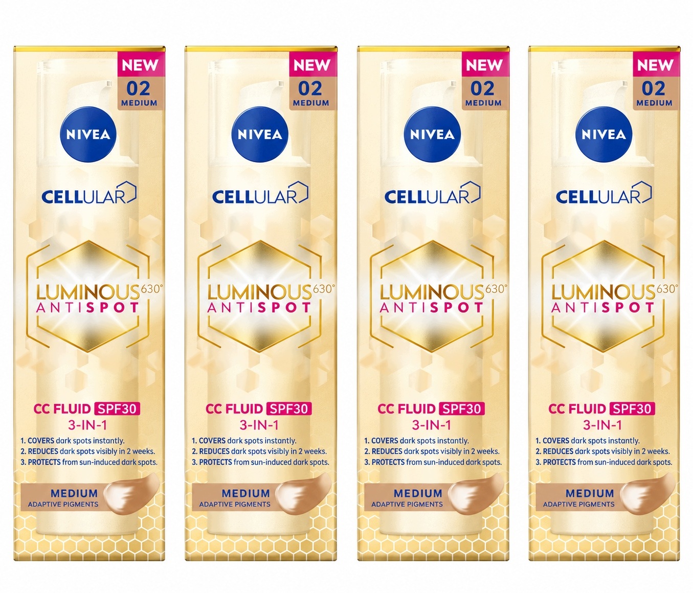Nivea Luminos Anti-spot Krem CC SPF30 na przebarwienia odcień 02 40ml x4