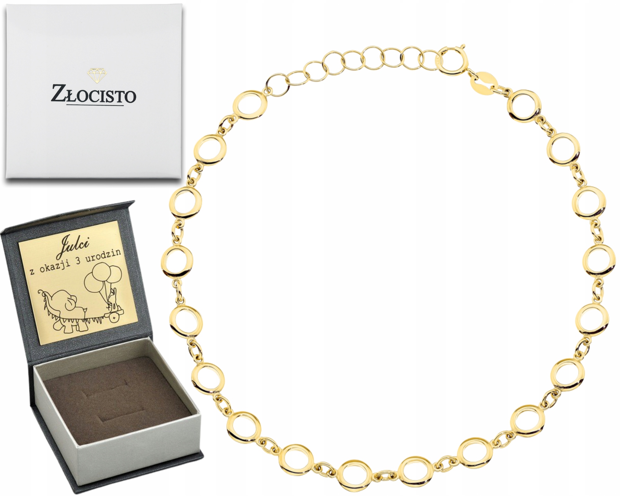 Zlatý Náramek Složený Z Kroužků S Regulací V Ryzosti Zlata 585 14K