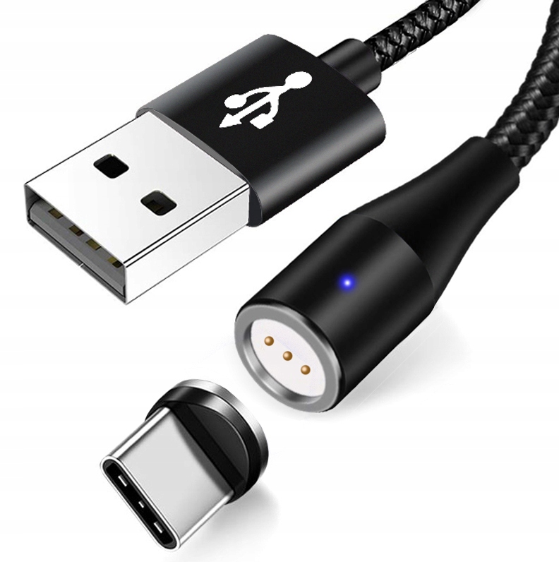 KABEL MAGNETYCZNY LED TYP-C USB ŁADOWANIE 5A DANE