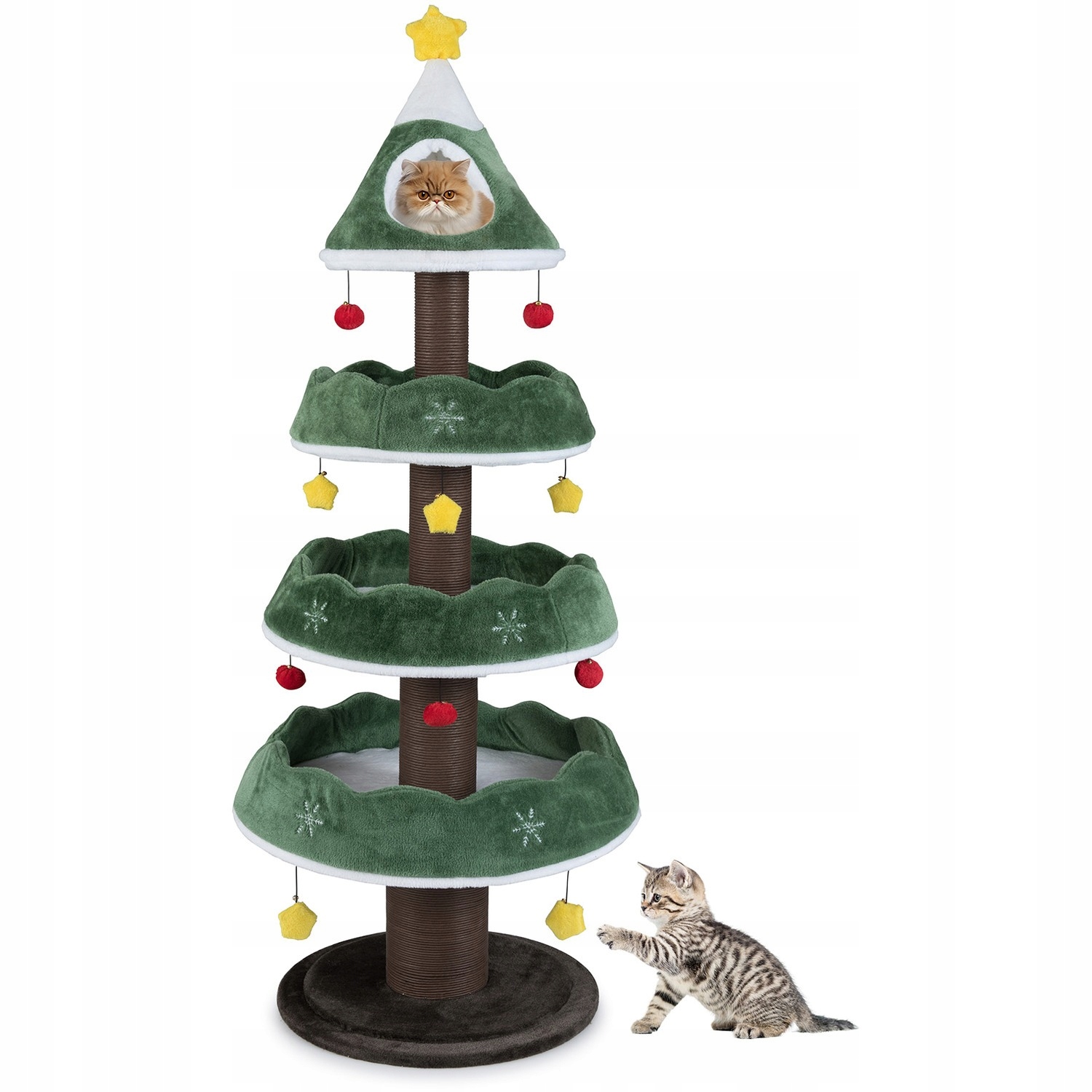 Trzypoziomowy domek dla kota w kształcie choinki, drapak choinka 179CM