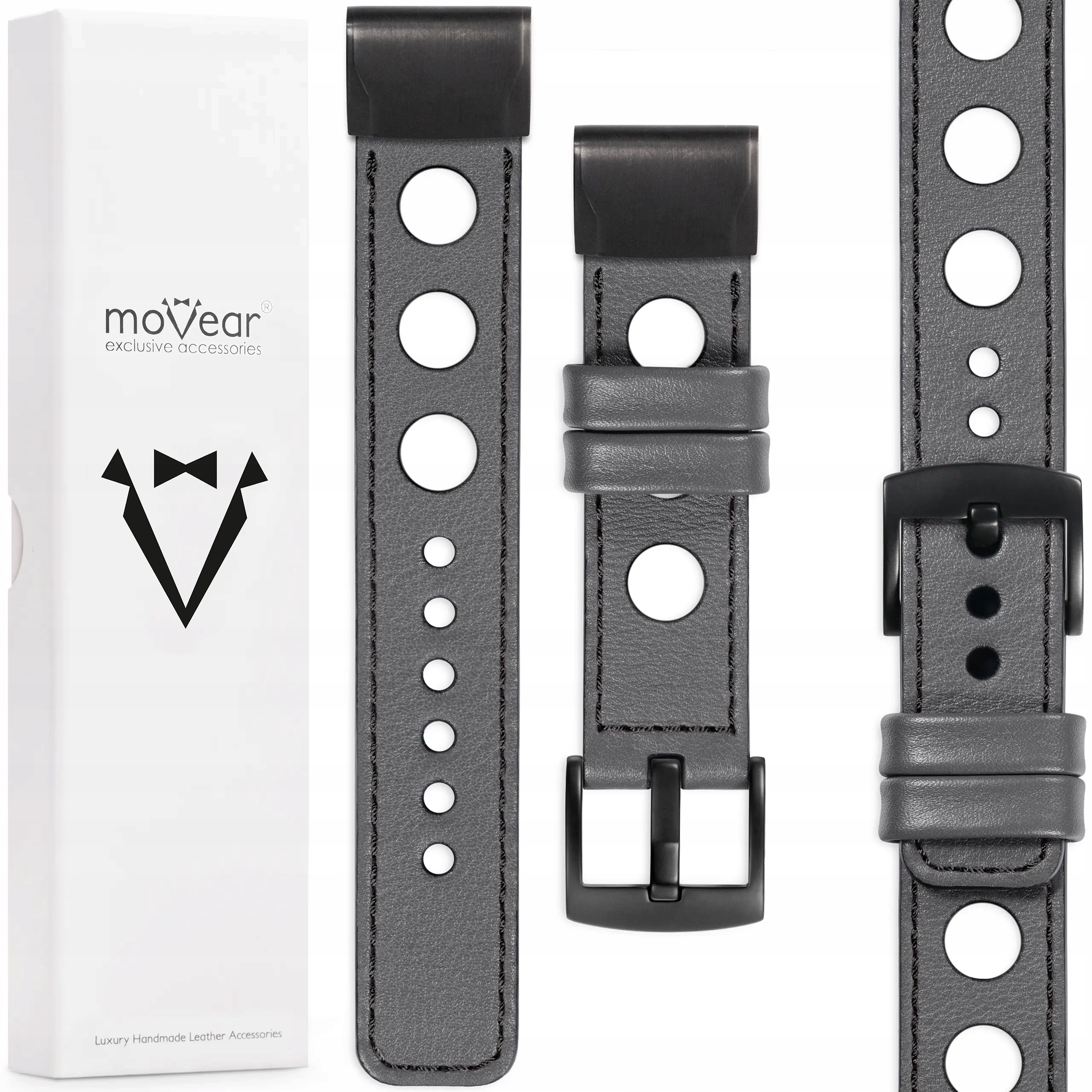 Prémiový kožený řemínek pro Garmin Fenix 8X 7X 6X 5X 3 QuickFit 26 Movear