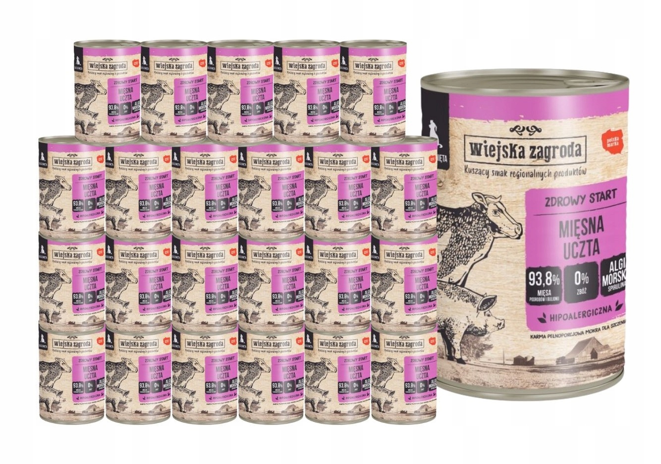 Wiejska Zagroda Karma mokra dla psa Junior Mięsna uczta 24x400g