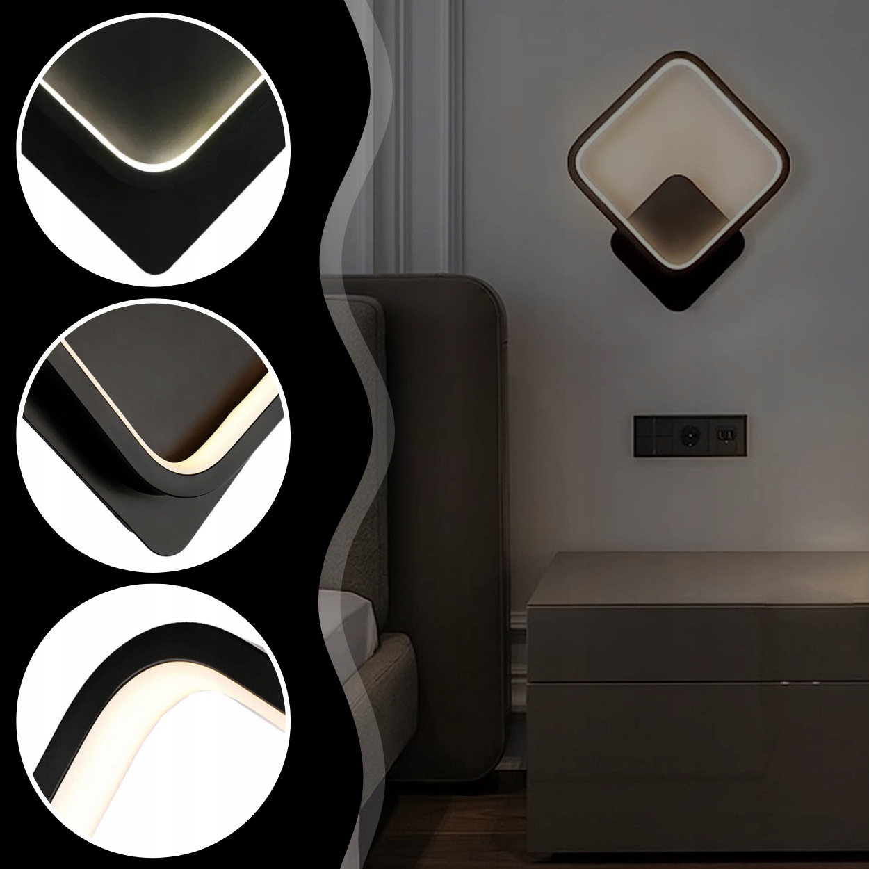 KLINKIET ŚCIENNY LAMPA LED PLAFON 14W NOWOCZESNA ŁAZIENKOWA 3 BARWY SUFITOW Głębokość produktu 5 cm