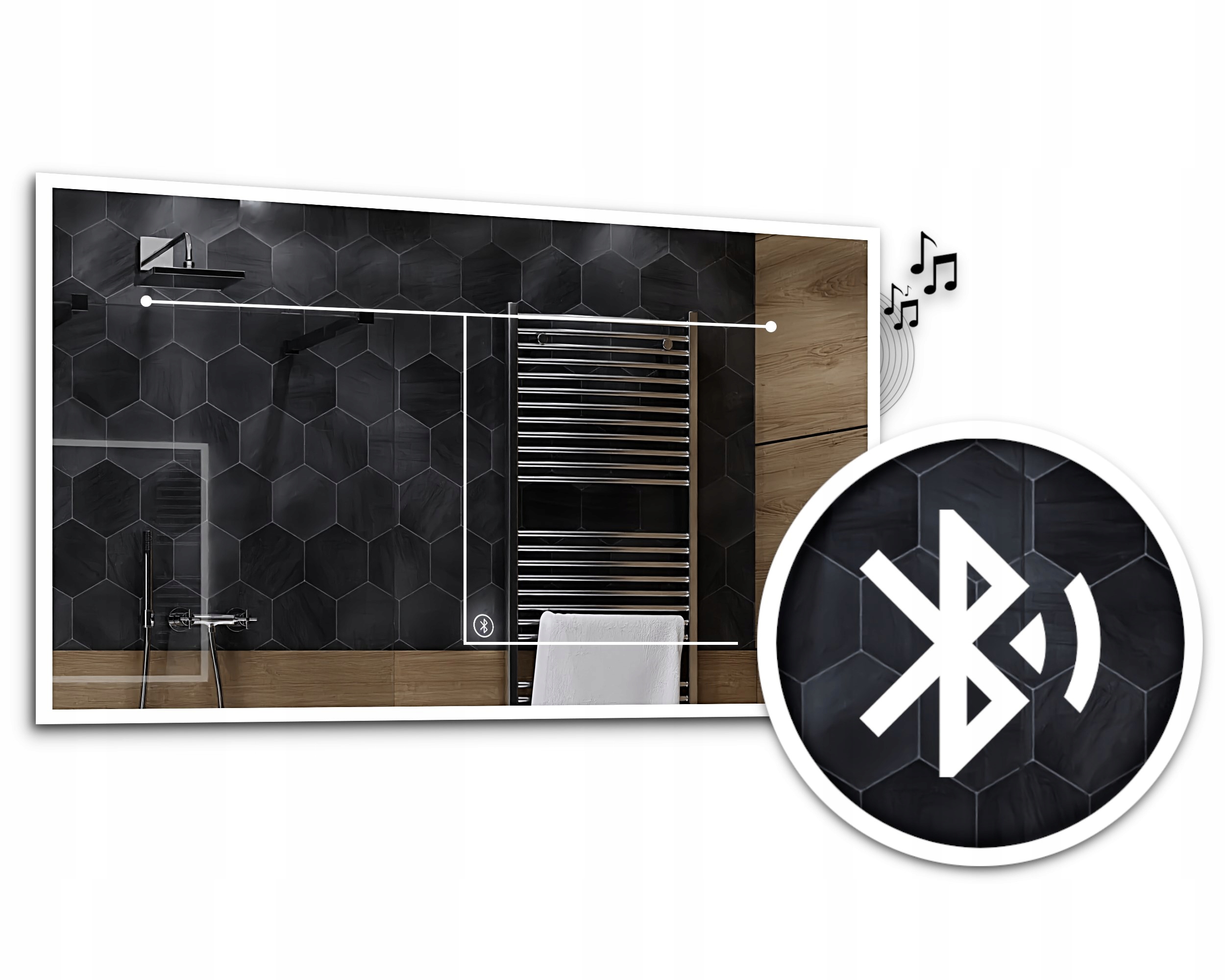

Dodatek Bluetooth Z Wł. Dotykowym Lustro Led