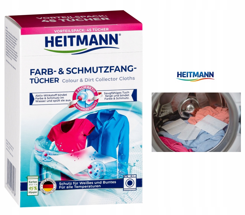 

Heitmann Chusteczki wyłapujące Kolor i Brud 45szt