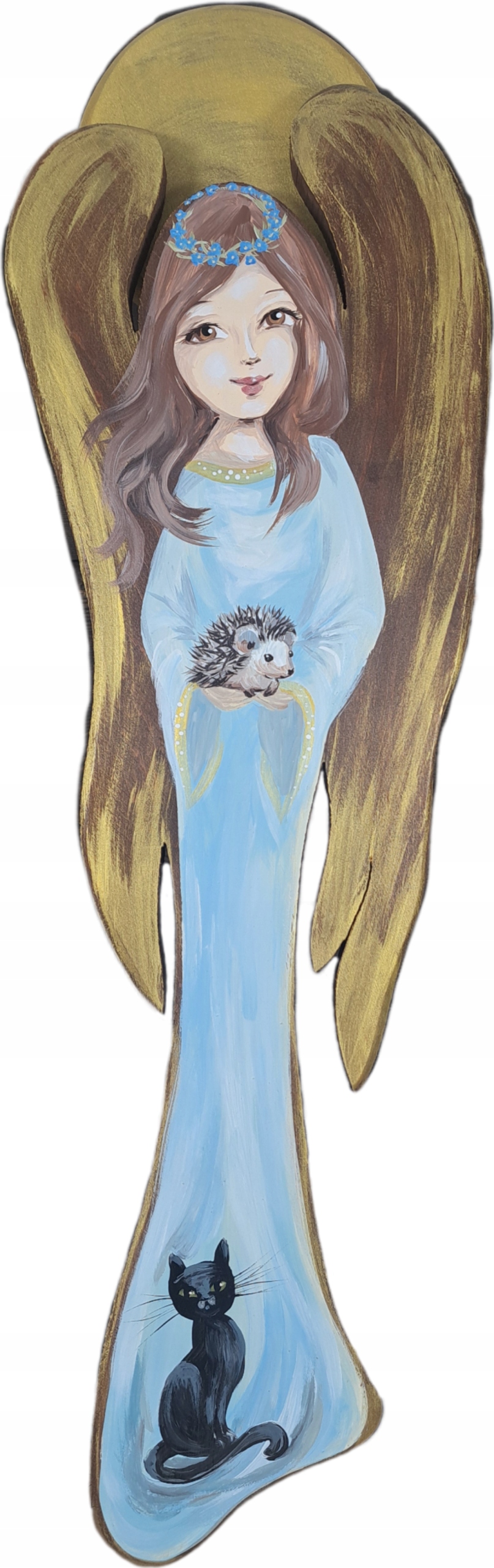 Obraz Dřevěný Velký Anděl Hand Made Malovaný jazyk kočka