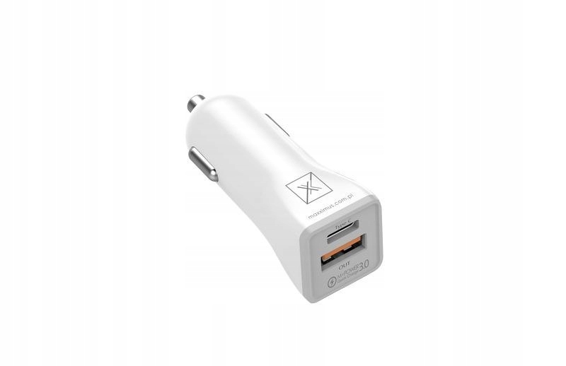 Ładowarka samochodowa MX Kappa 18W Pd+qc, Usb- A+c White/ Biały Maxximus