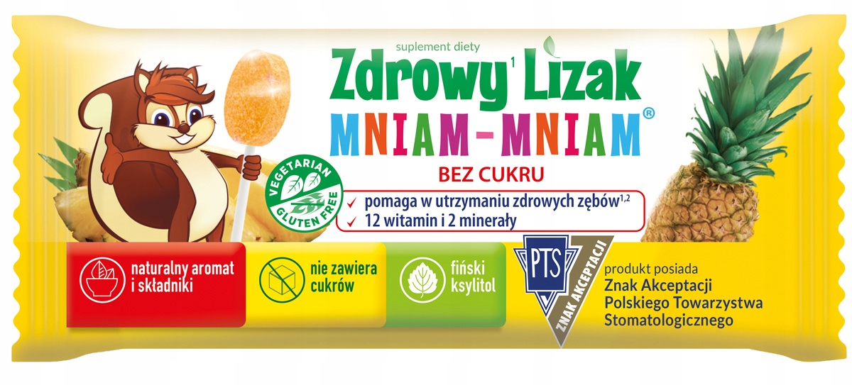 Lizak Zdrowy Lizak ananas mniam-mniam bez cukru 6 g
