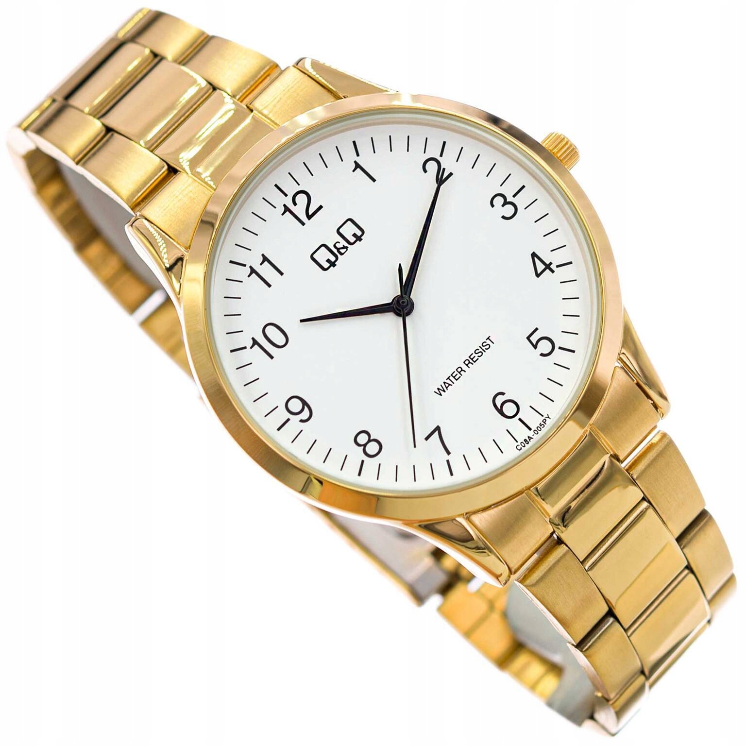 Pánské Hodinky Qq C08A-005PY Zlaté Na Náramku Klasické, Módní, Štíhlé