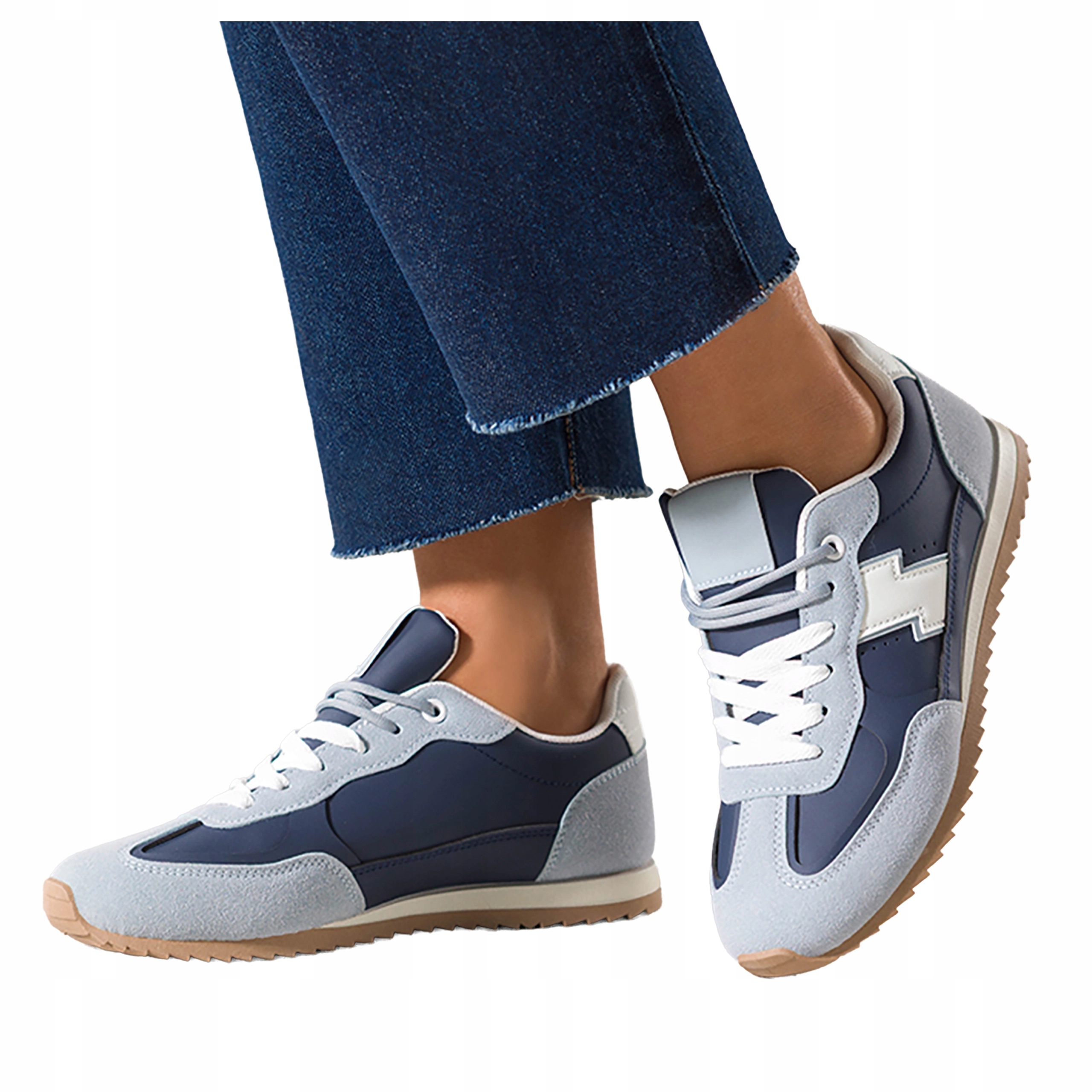 Tmavě modré dámské sportovní tenisky s plochými šněrovacími pásky, pohodlné, módní, velikost 37