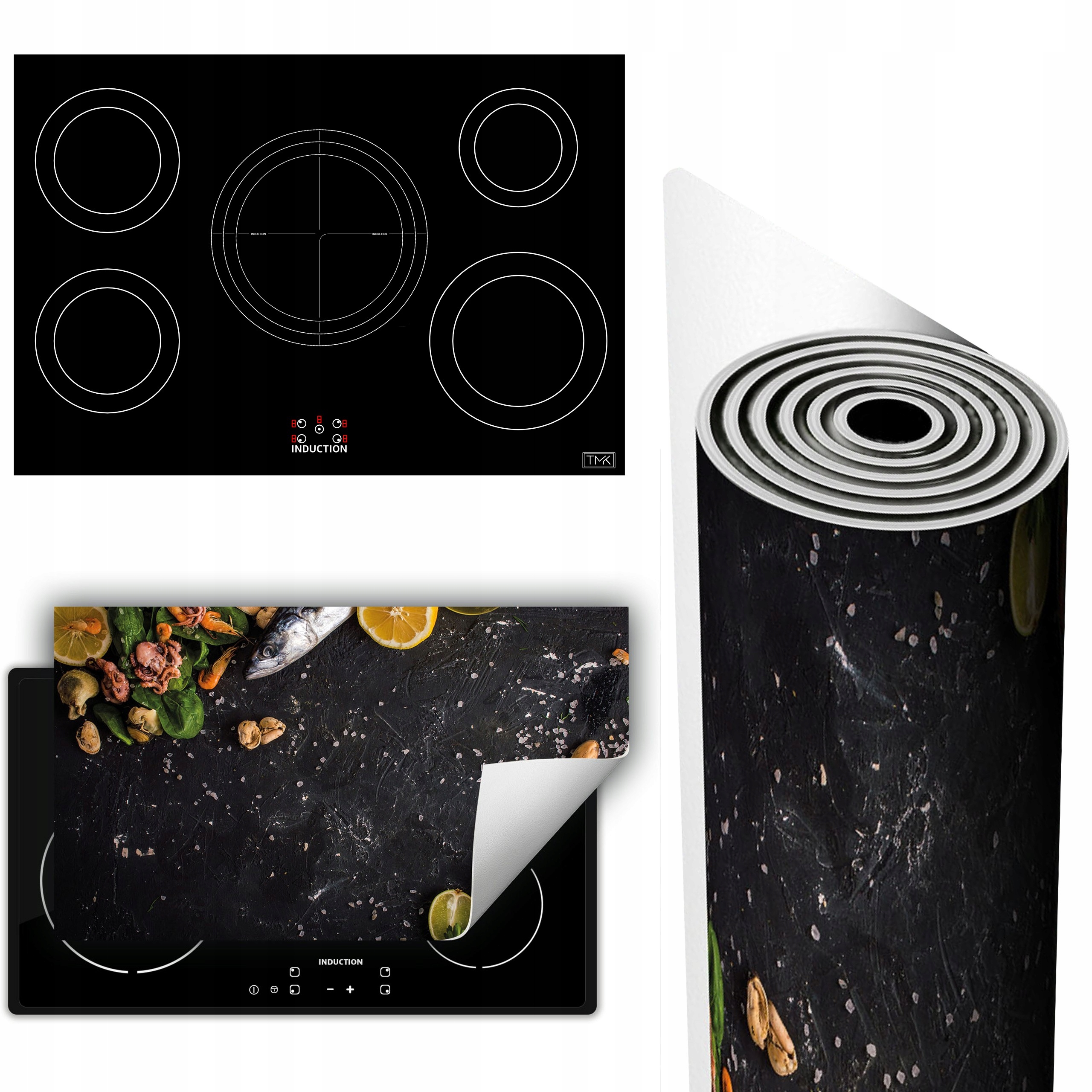Vinylová Podložka Ochrana Kuchyňské Desky 90x52 břidlice mořské plody