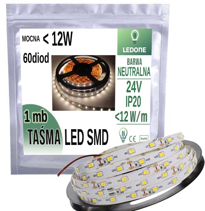 

Taśma Led Smd 24V 12W 300 diod IP20 Neutralna 1mb