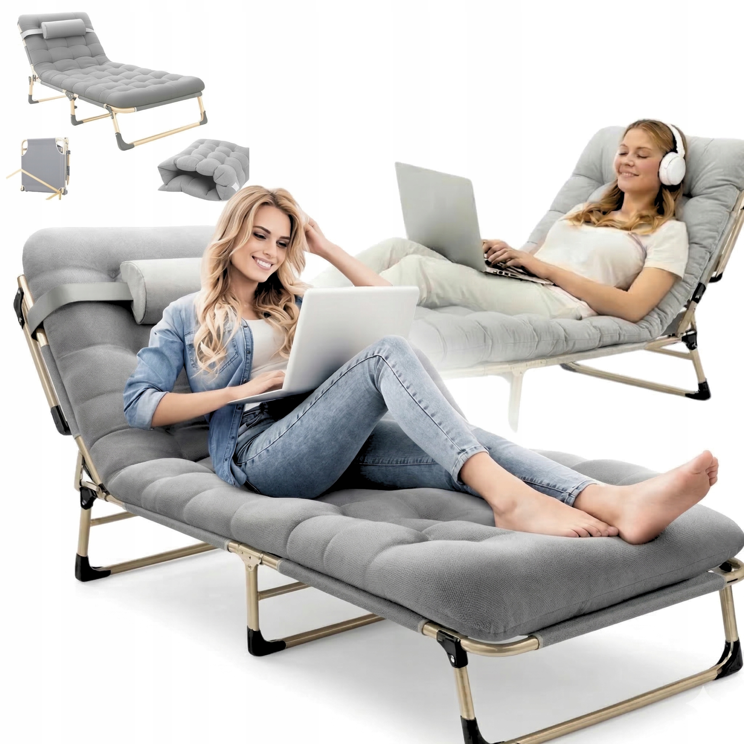 Łóżko turystyczne składane Gp Brand GPB-150 z materacem i poduszką 150 kg