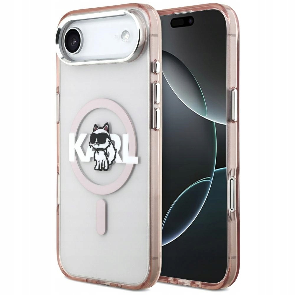 Pouzdro Karl Lagerfeld IML Choupette Sketch Logo MagSafe pro iPhone 17 Air růžové