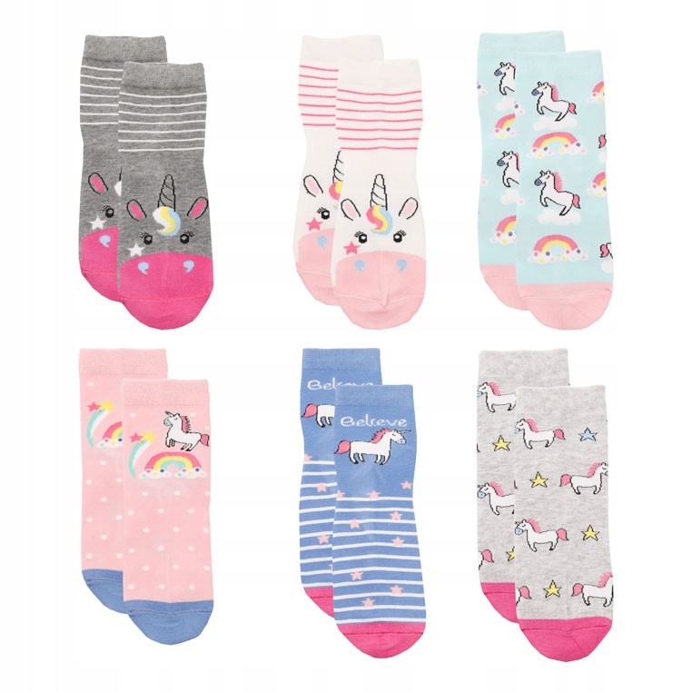 

5PAR Skarpetki Dziecięce Dziewczęce Bawełna Zabawy