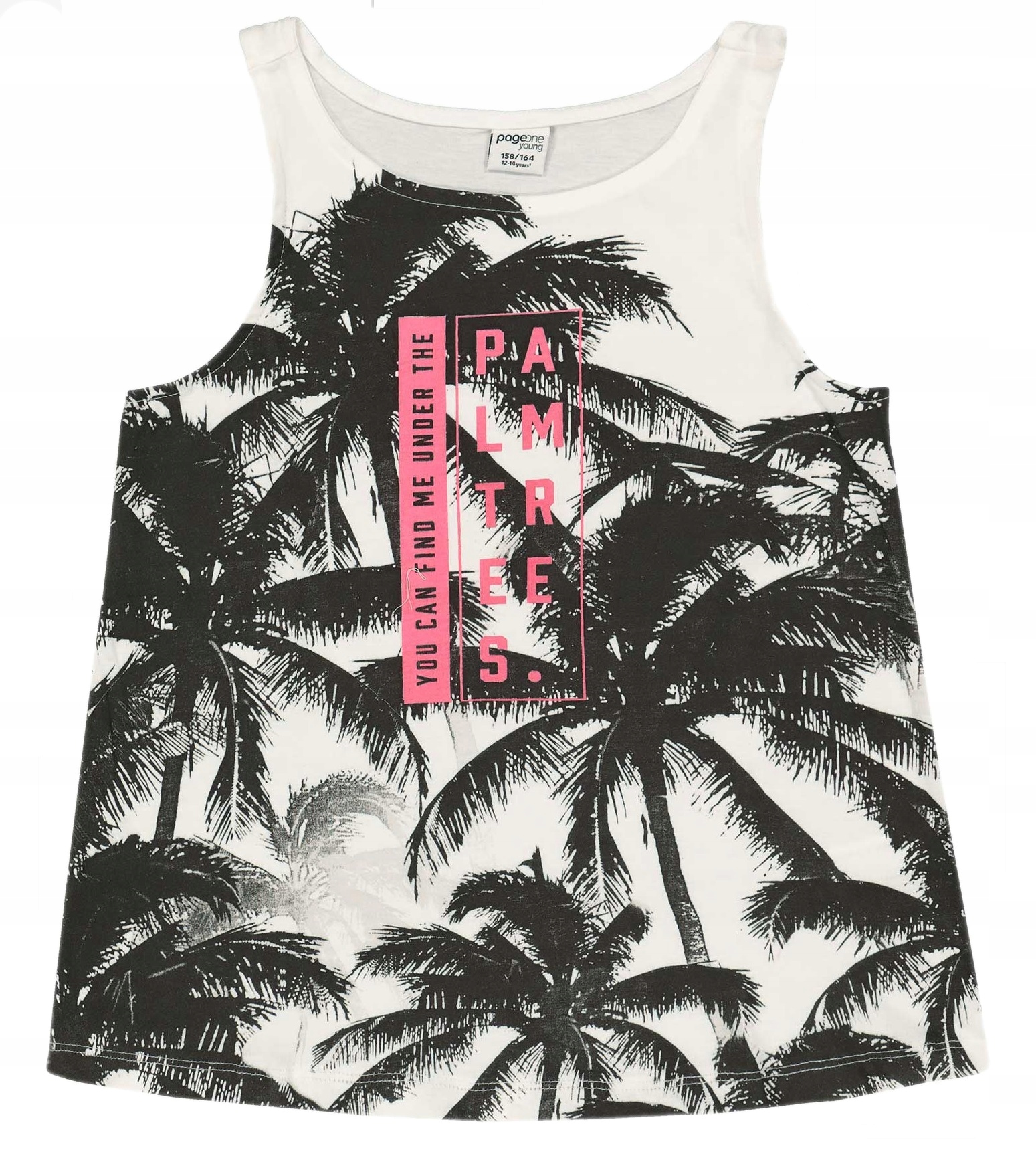 KOSZULKA TOP DZIEWCZĘCY RAMIĄCZKA palmy 134/140