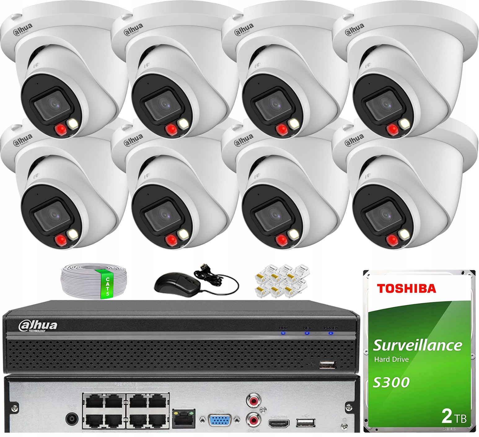 Sada monitorování Ip PoE 8x Kamera IPC-HDW2849TM-S-IL WizSense Dahua 2TB