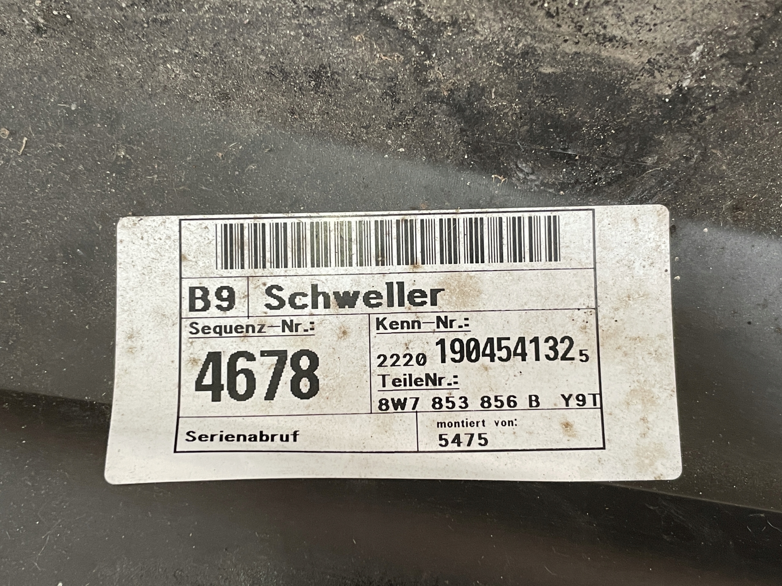 AUDI A5 8W CABRIO moulding threshold right LY9T