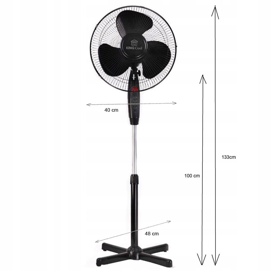 WENTYLATOR PODŁOGOWY WIATRAK STOJĄCY OBROTOWY OSCYLACJA CICHY MOCNY CZARNY Zasilanie sieciowe