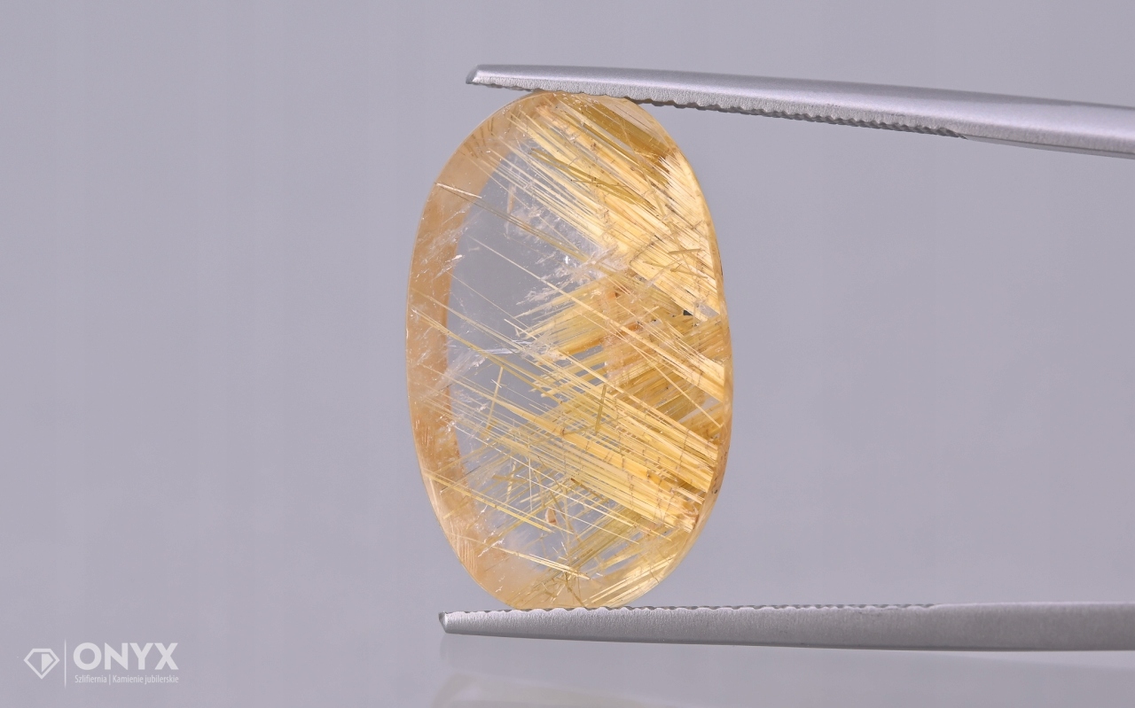 Křemen s rutilem mělký ovál 20x13 mm