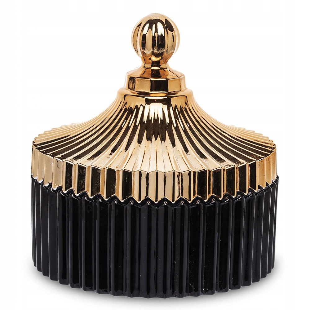 

Pojemnik Na Waciki Czarny Złoty 15cm Szklany