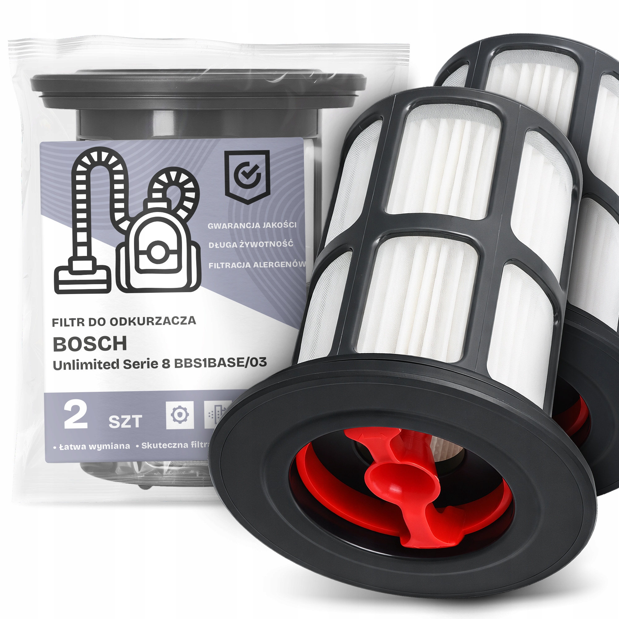 2x Filtr Pro Vysavač Bosch Unlimited Serie 8 BBS1BASE/03 Hepa Filtry Em-w