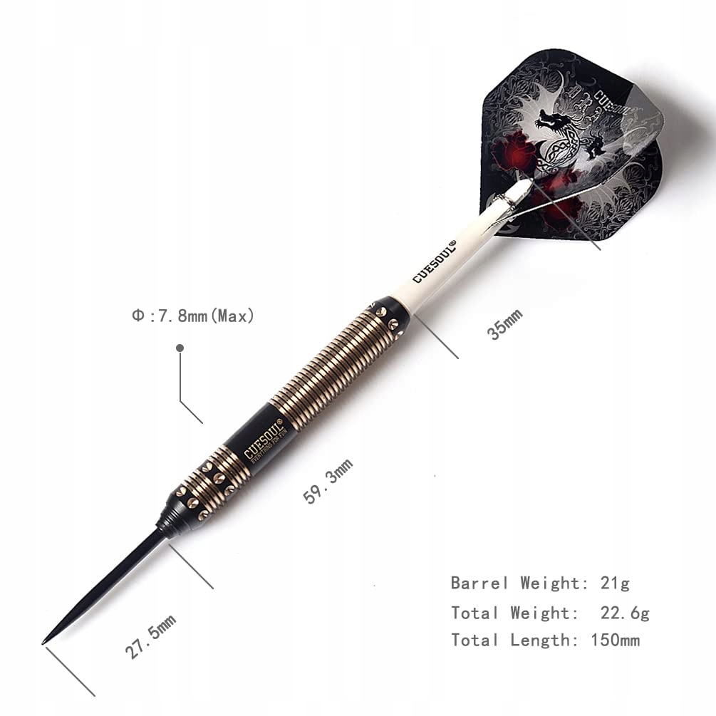 CUESOUL Dragon Deluxe Rzutki Stalowe 21g Messing Dla Profesjonalistów — miniatura 2