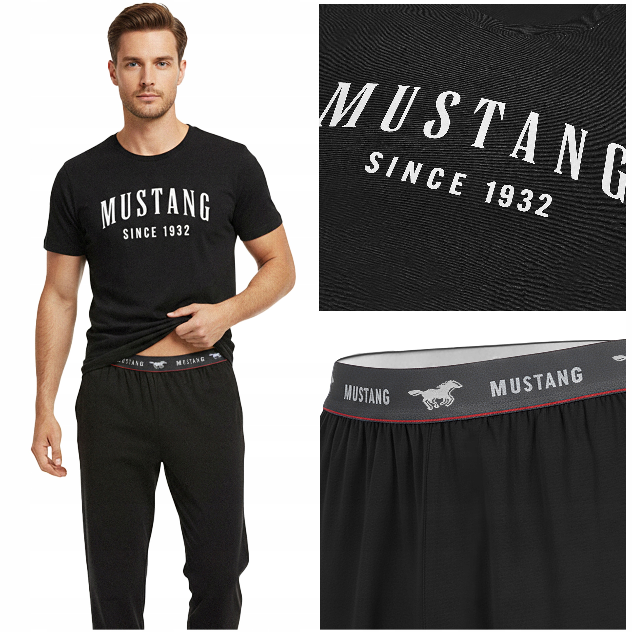 Mustang Piżama Męska Długie Spodnie Koszulka Bawełna Rozmiar XL