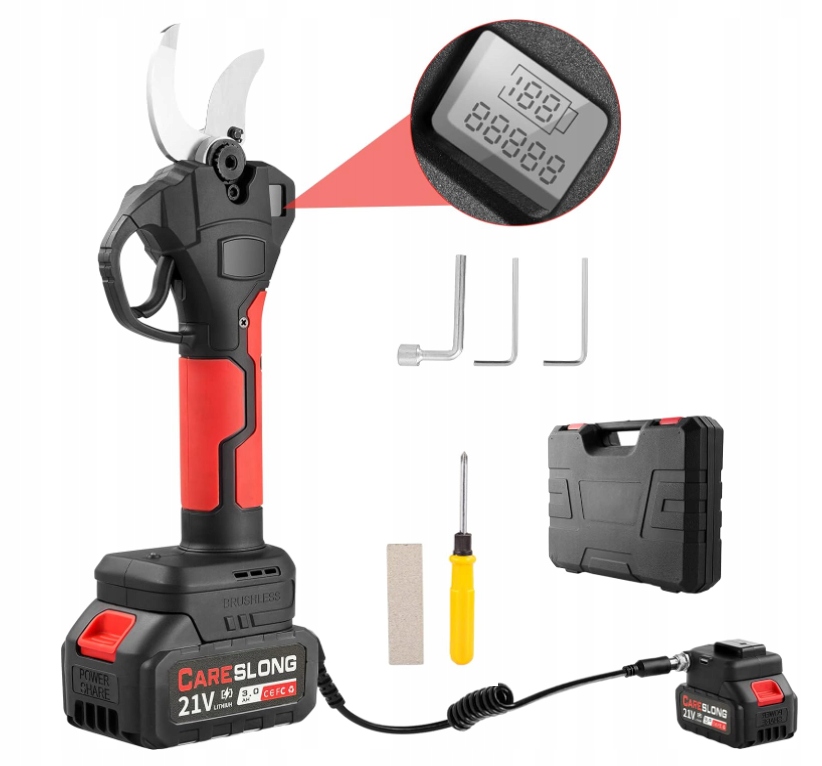 Elktrické Nožnice Careslong 21V Na Prácu V Záhrade, 2 Akumulátory
