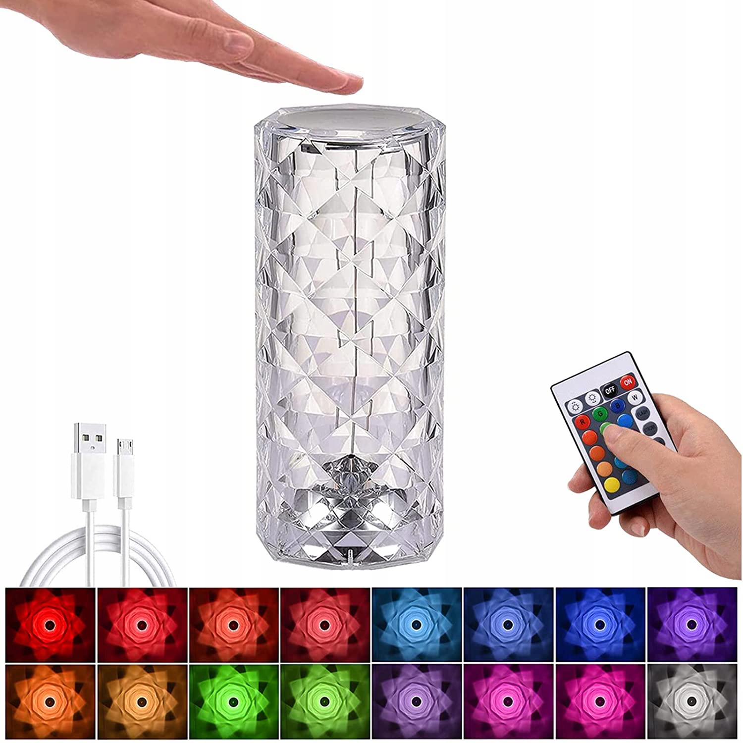 

Lampka Nocna Crystal Lampa Dotyk Pilot Led 2000mAh